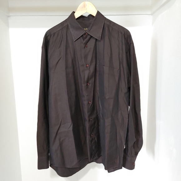 Harry Rosen | Dark chocolate brown mens dress shirt - Picture 2 of 11